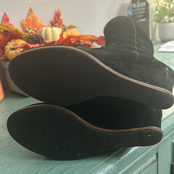 FENDI tall suede wedge boots SZ 35 US 5 - Picture 6 of 7